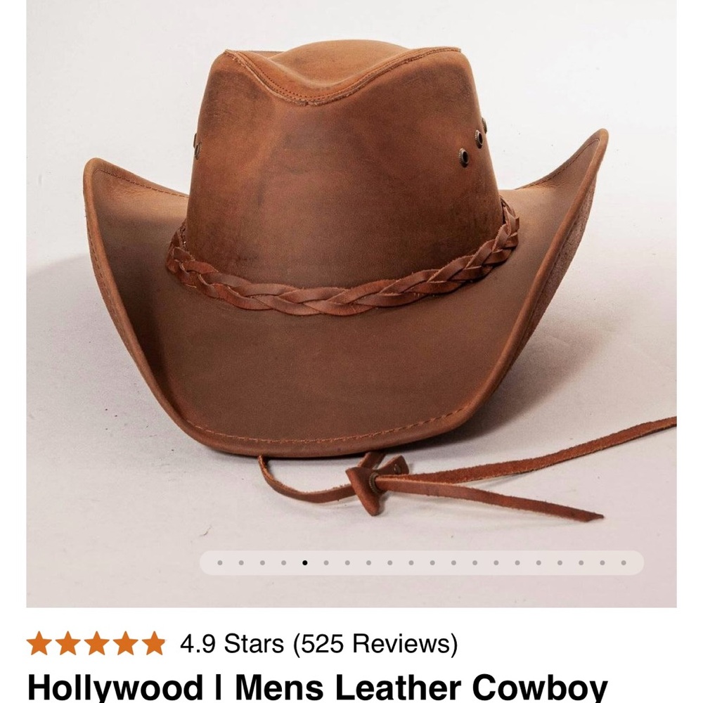 Leather Cowboy Hat with Braided Band - Brown